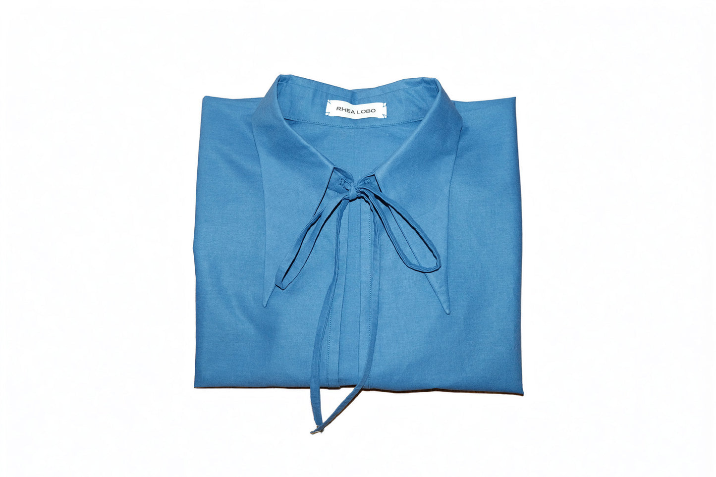 Blue Tie Front Collared Top