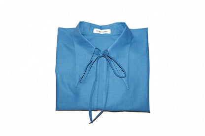 Blue Tie Front Collared Top