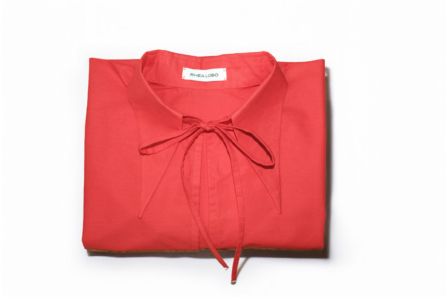 Red Tie Front Collared Top