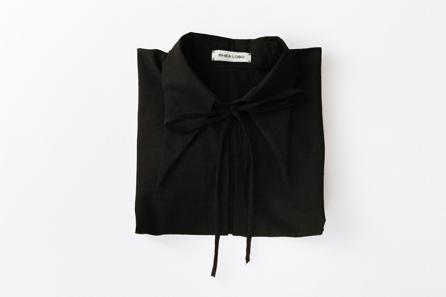 Black Tie Front Collared Top